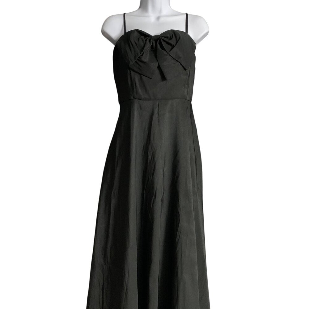 A New Day Womens Black Maxi Cocktail Dress w/ Bow Accent & Side Pockets Size 6 - Picture 6 of 12